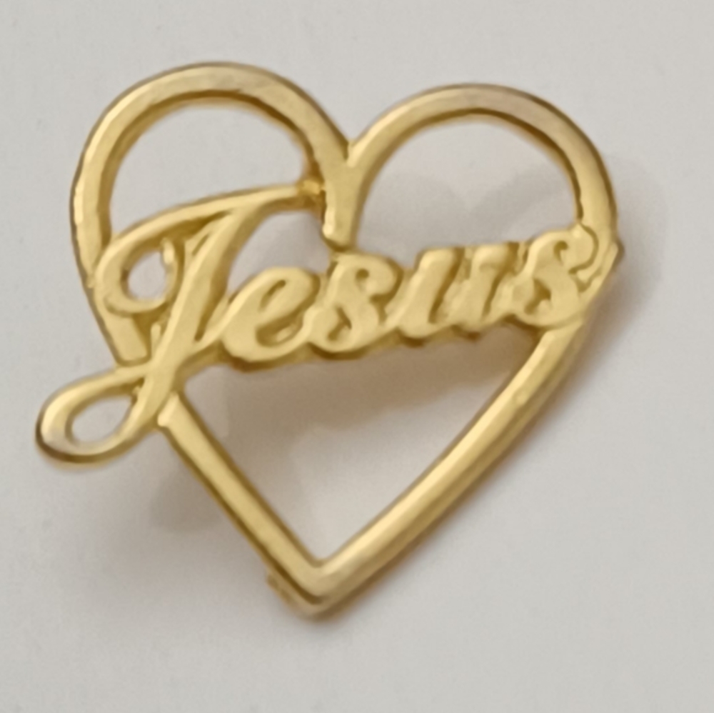 GOLD TONE JESUS HEART LAPEL PIN